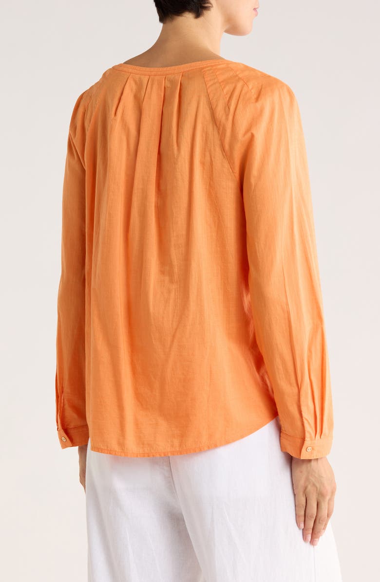 Tommy Bahama Sedona Sun Split Neck Long Sleeve Cotton Top, Alternate, color, Crisp Orange