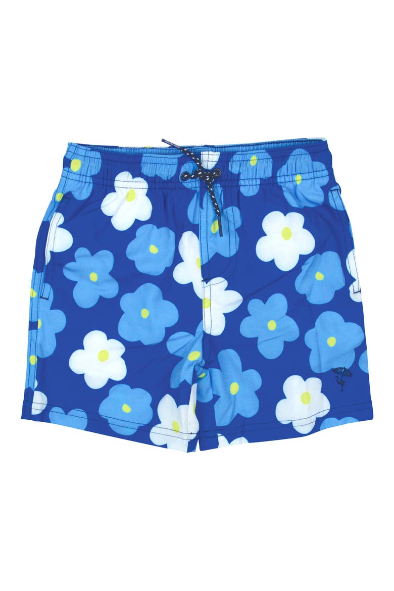 Kids' Daisy Print UPF 50+ Swim Trunks, Main, color, BLUE