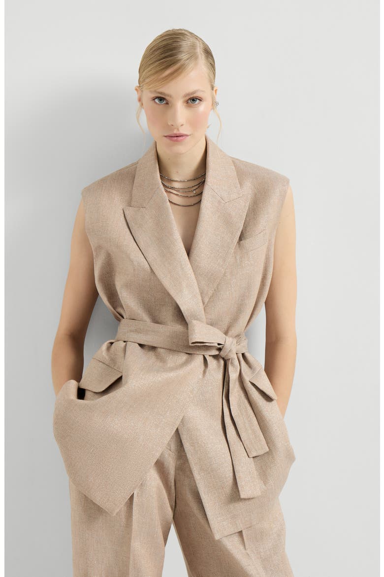 Twill vest with monili, Alternate, color, Antique Pink