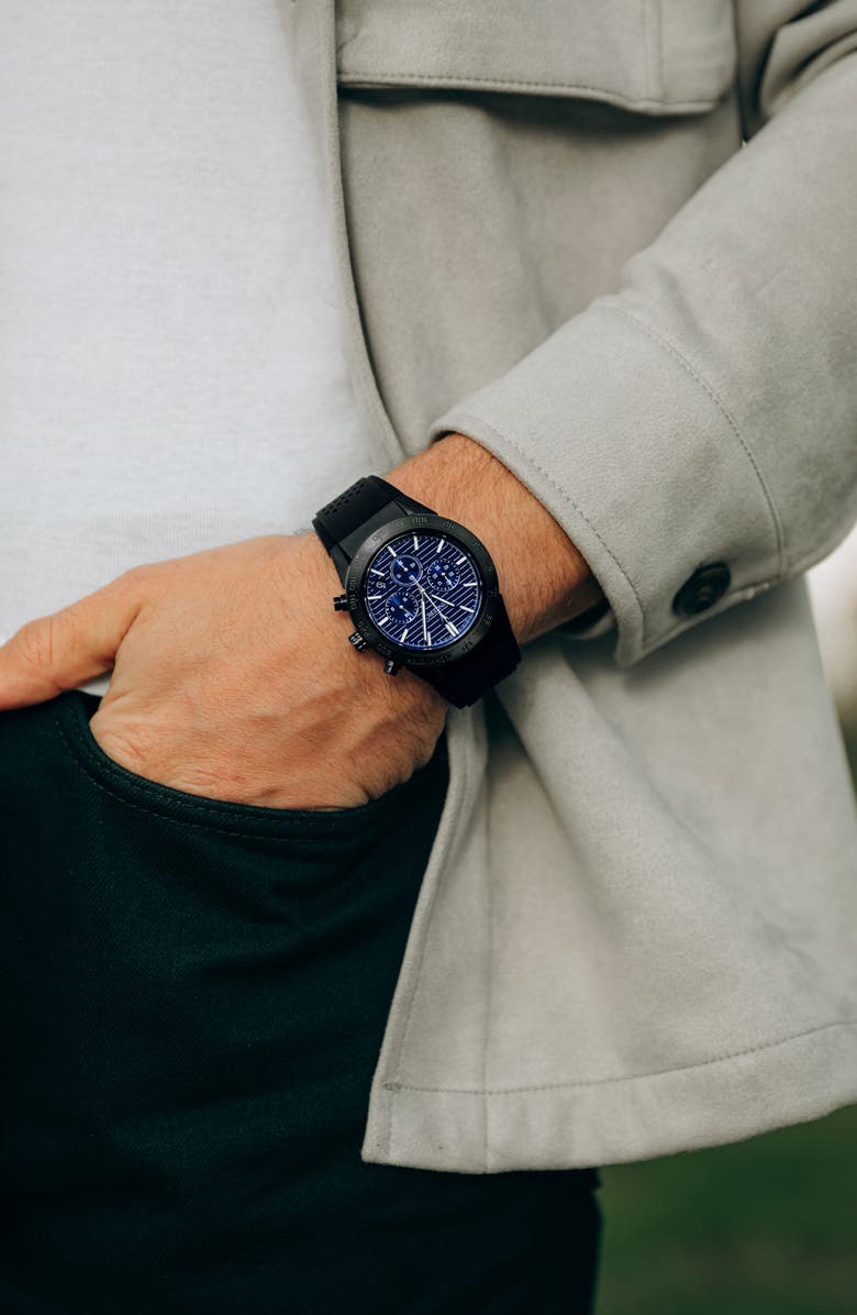 Vincero The Rogue Chronograph Silicone Strap Watch, 43mm, Alternate, color, Blue Metallic