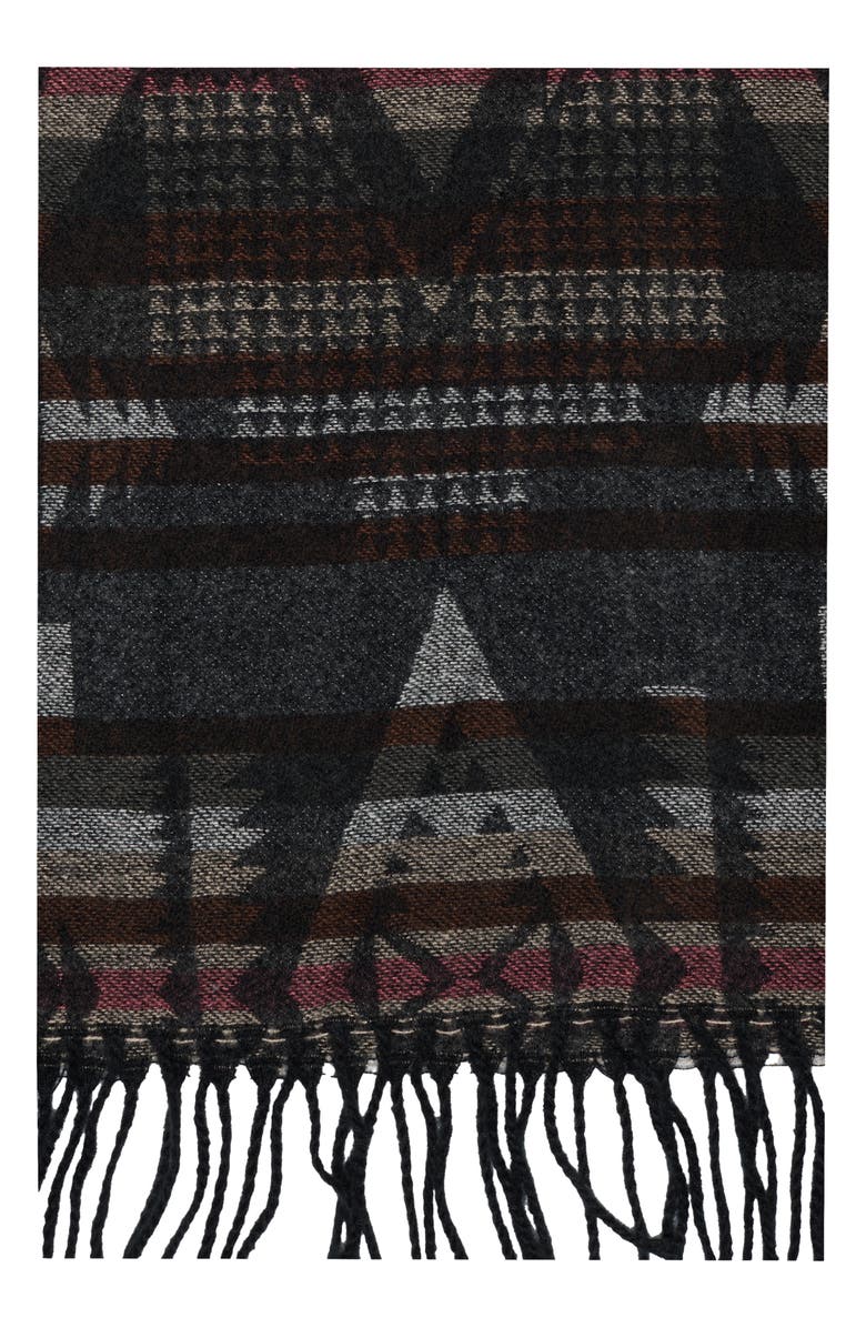 Vince Camuto Feathersoft Geometric Jacquard Wrap Scarf, Alternate, color, Black