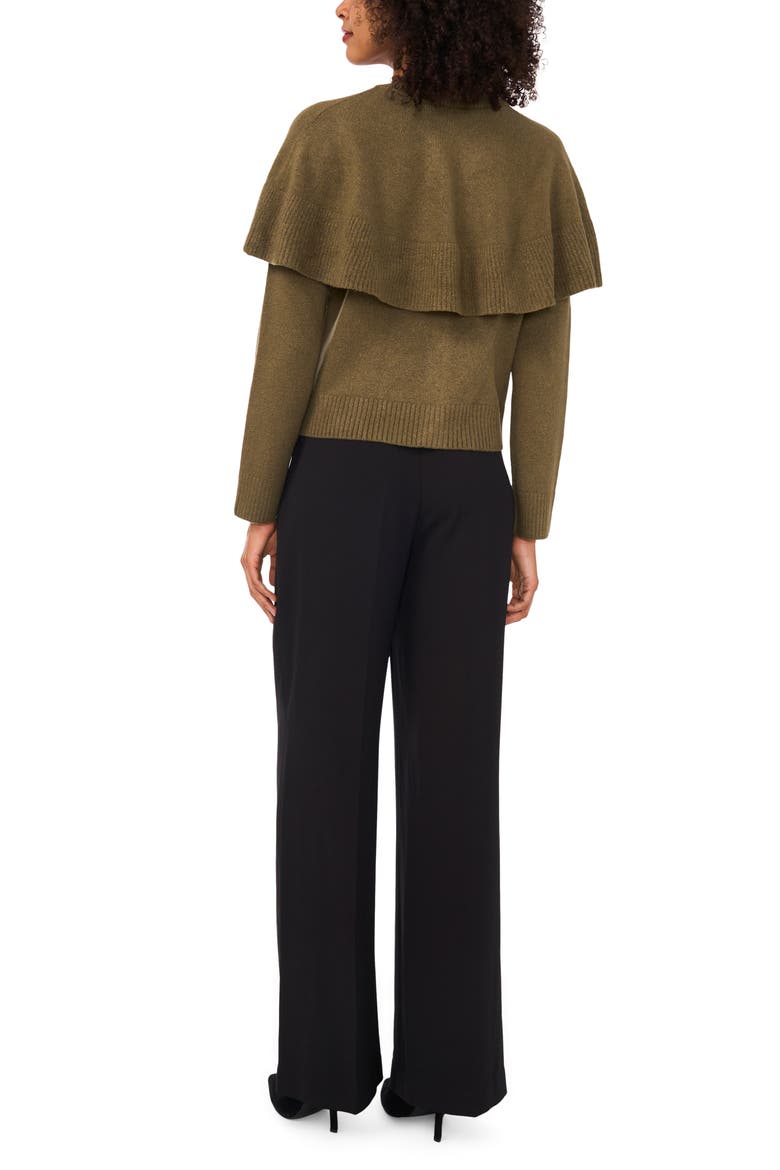 Cape Detail Cardigan, Alternate, color, BURNT OLIVE