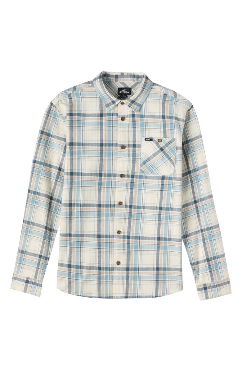 O'Neill Kids' Redmond Plaid Flannel Button-Up Shirt, Main, color, Cream