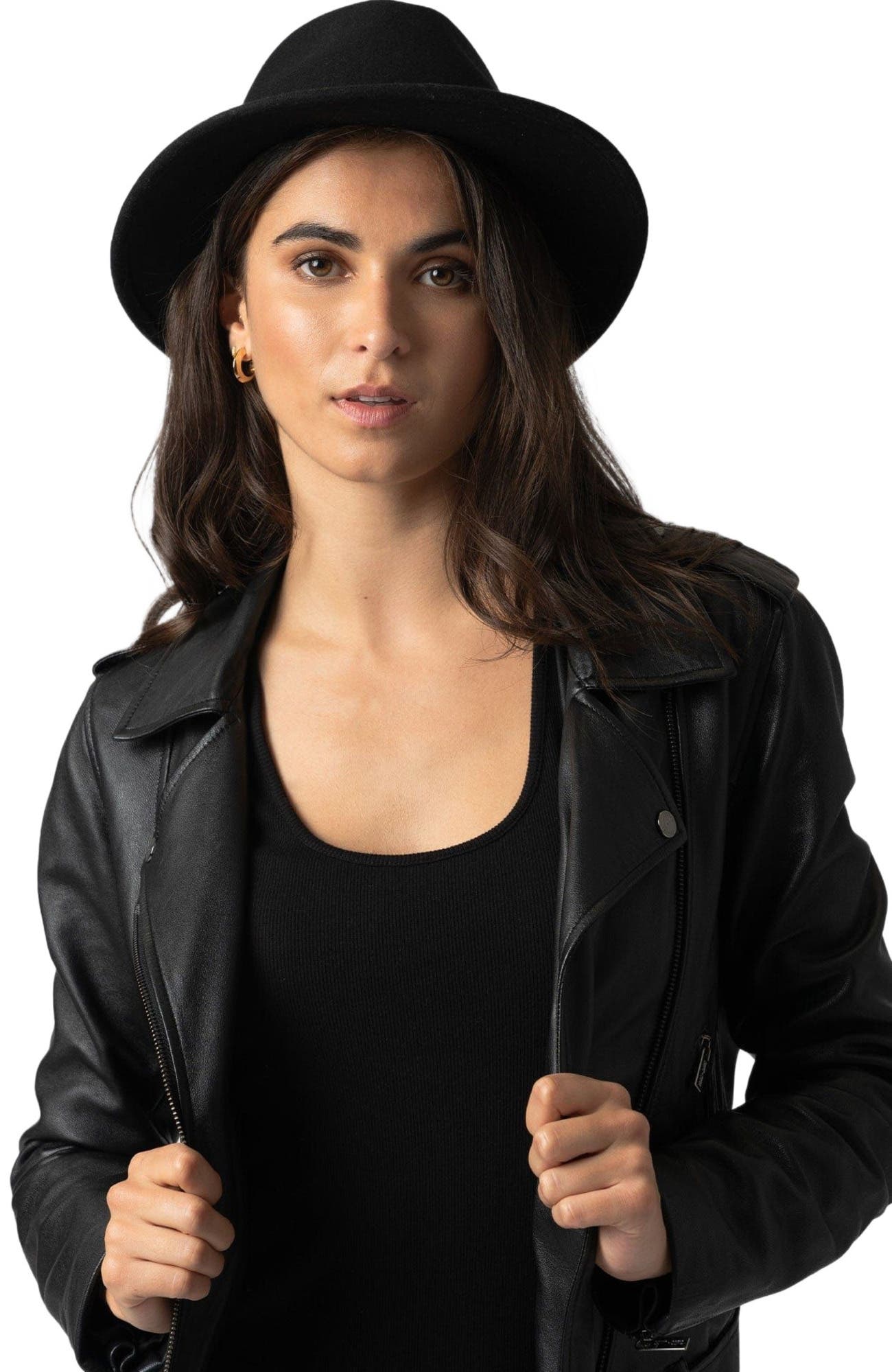 Saint + Sofia Ramona Studded Hat, Alternate, color, Black