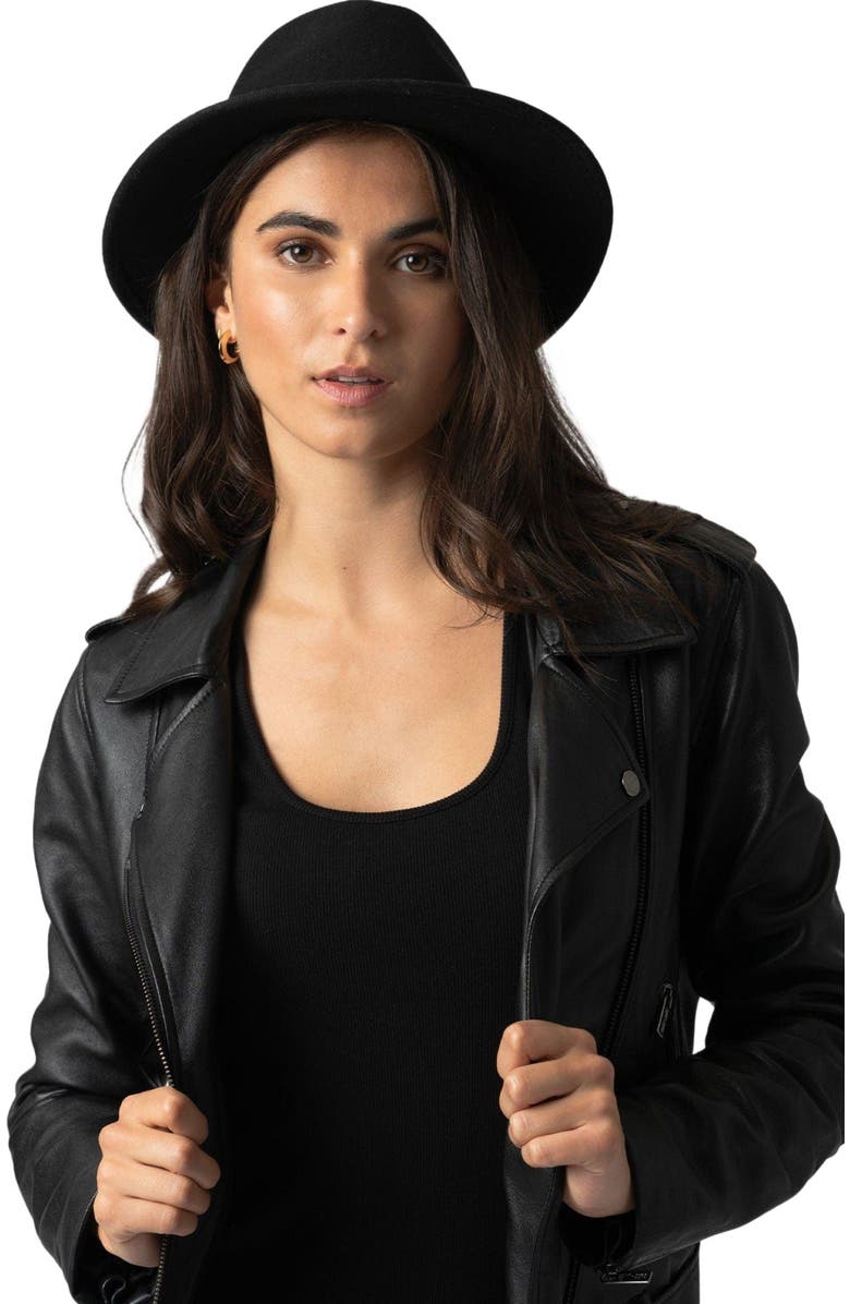 Saint + Sofia Ramona Studded Hat, Alternate, color, Black