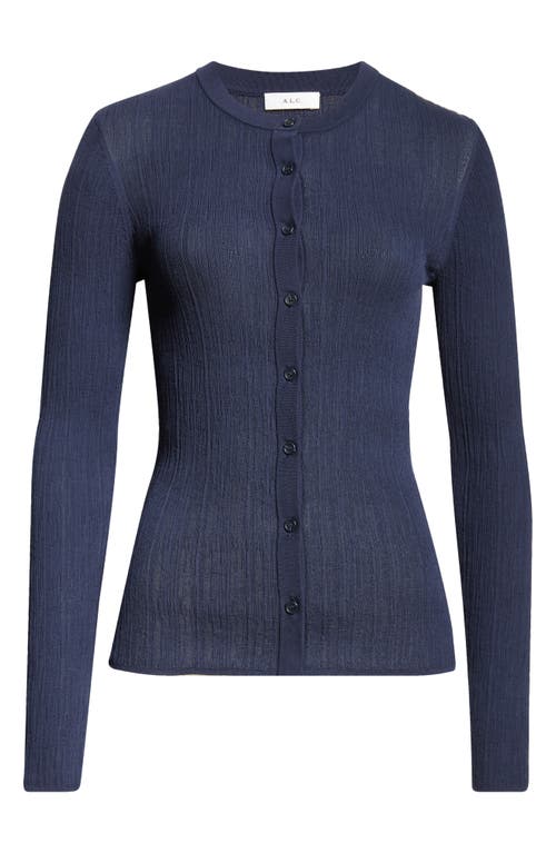 A.l.c . Fisher Rib Cardigan In Navy