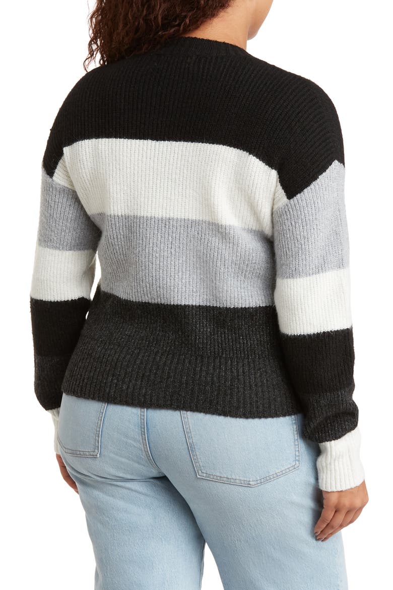 Colorblock Stripe Pullover Sweater, Alternate, color, BLACK