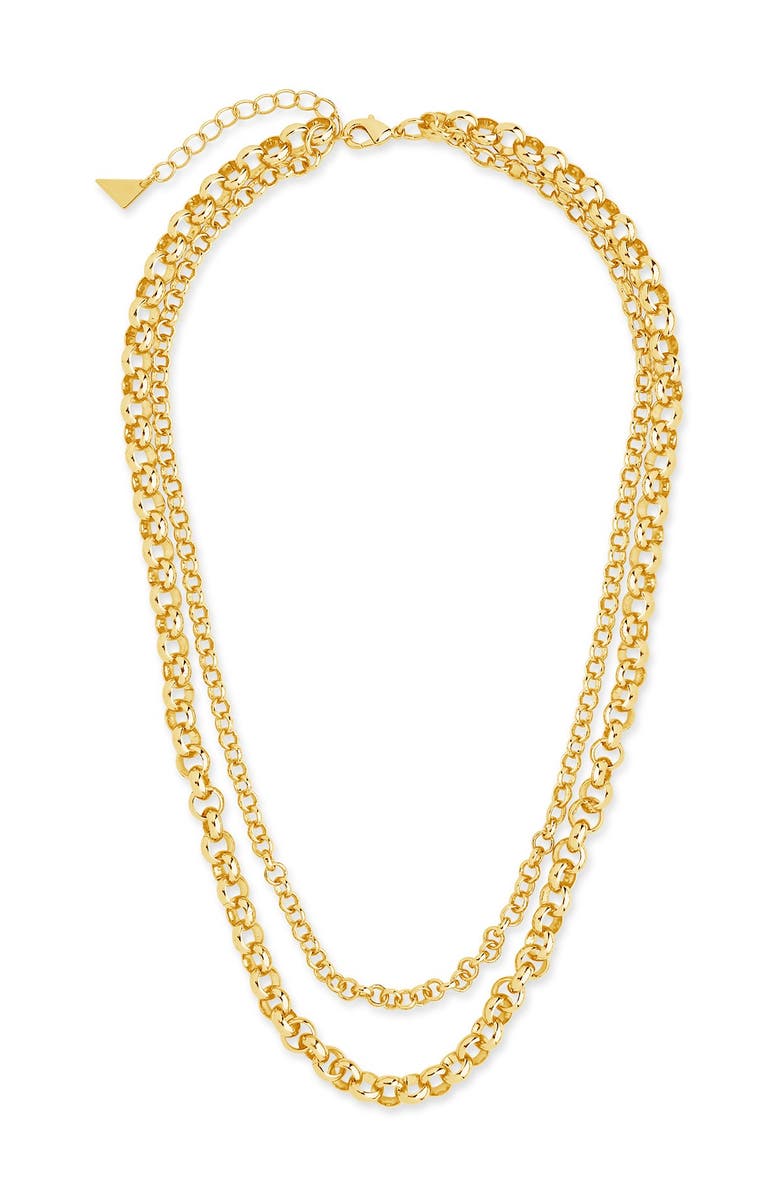 Sterling Forever 14K Gold Plated Bold Layered Rolo Chain Necklace, Alternate, color, Gold
