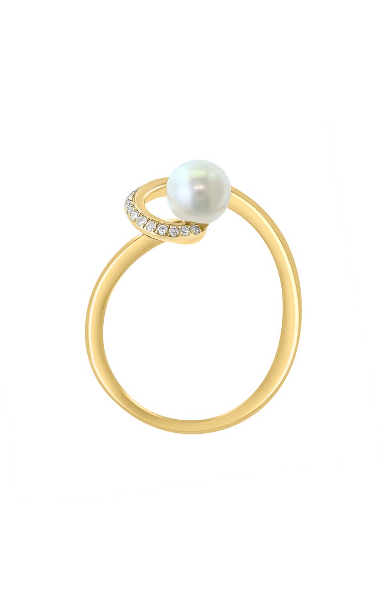 EFFY 14K Yellow Gold Cultured Freshwater Pearl & Diamond Ring, Alternate, color, White