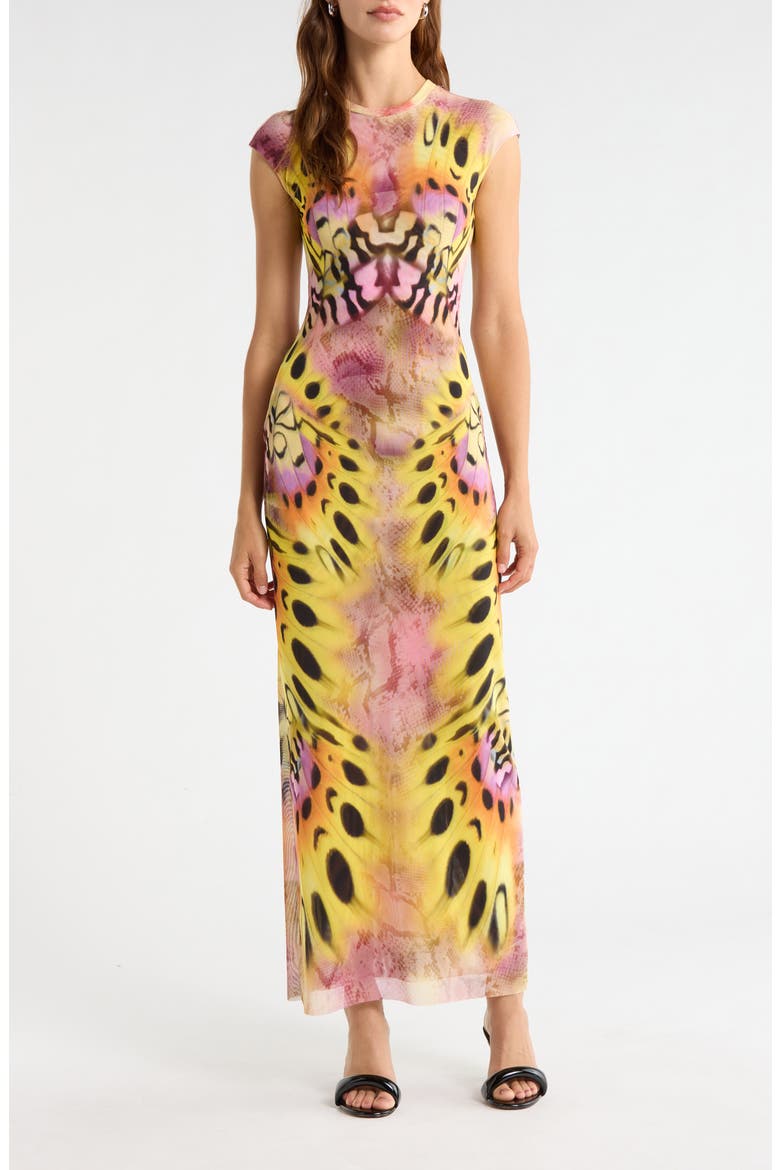 Mylo Print Maxi Dress, Alternate, color, MAUVE BUTTERFLY