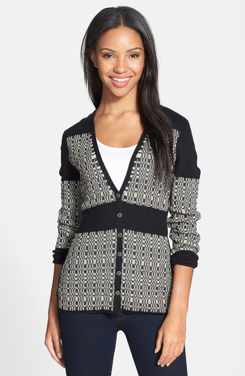 NIC+ZOE Block Pattern V-Neck Cardigan, Main, color, 