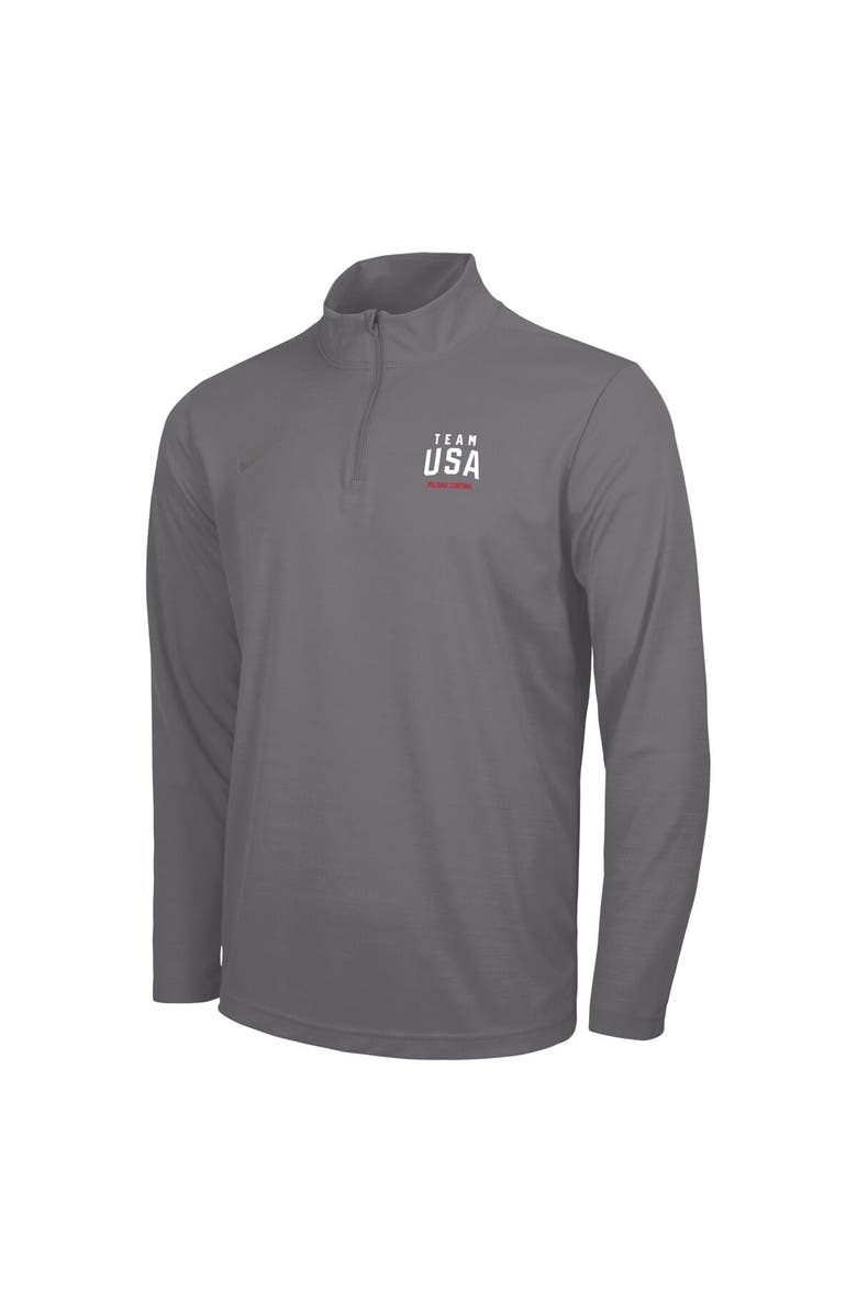 Nike Men's Nike Gray Team USA Milano Cortina 2026 Winter Olympics Intensity Dri-FIT Quarter-Zip Pullover, Alternate, color, 