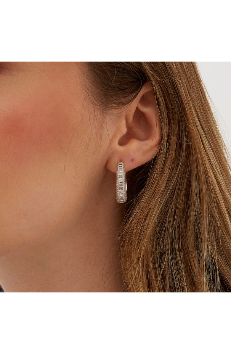 Spero London Elliptical Oval Chunky Hoop Sterling Silver Zirconia Earring, Alternate, color, Silver