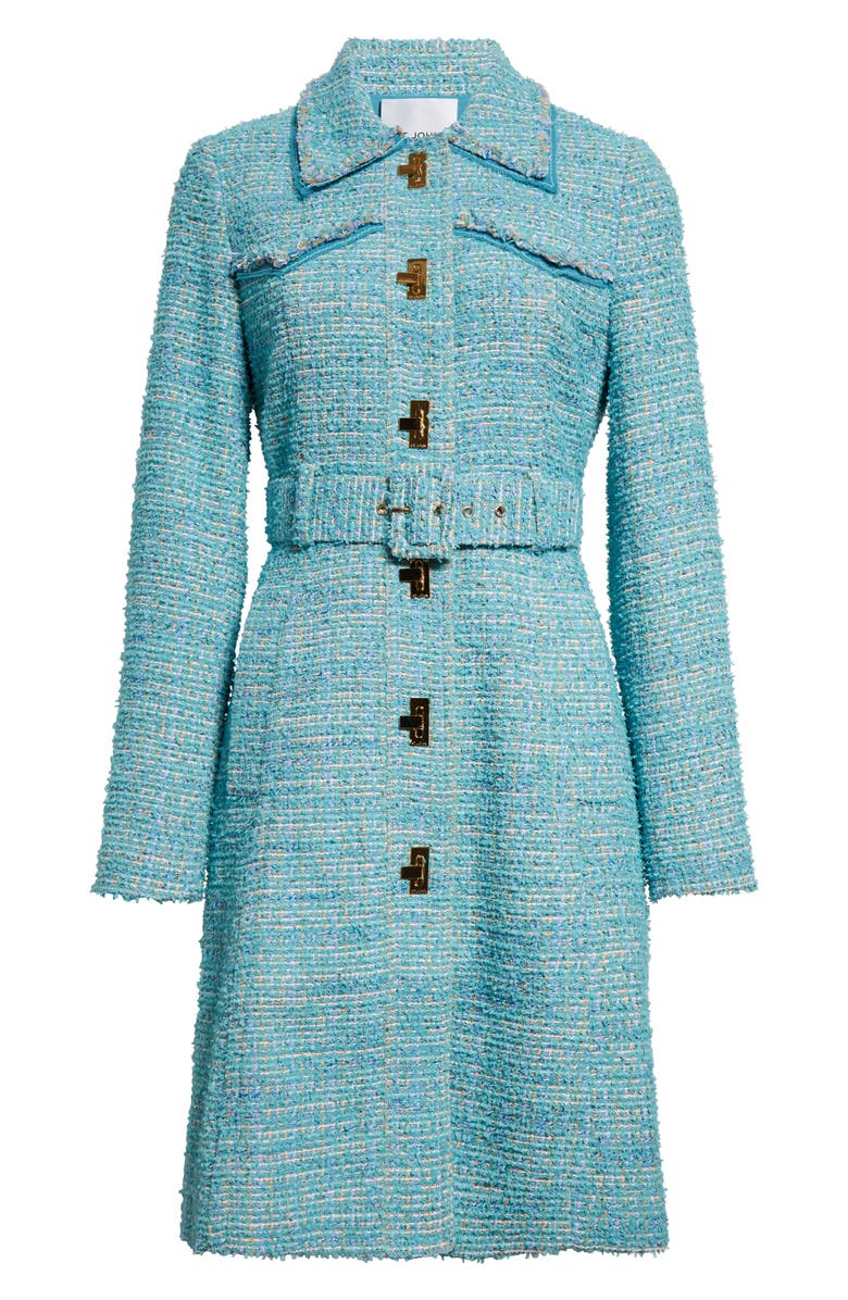 St. John Collection Belted Longline Eyelash Tweed Jacket, Main, color, 