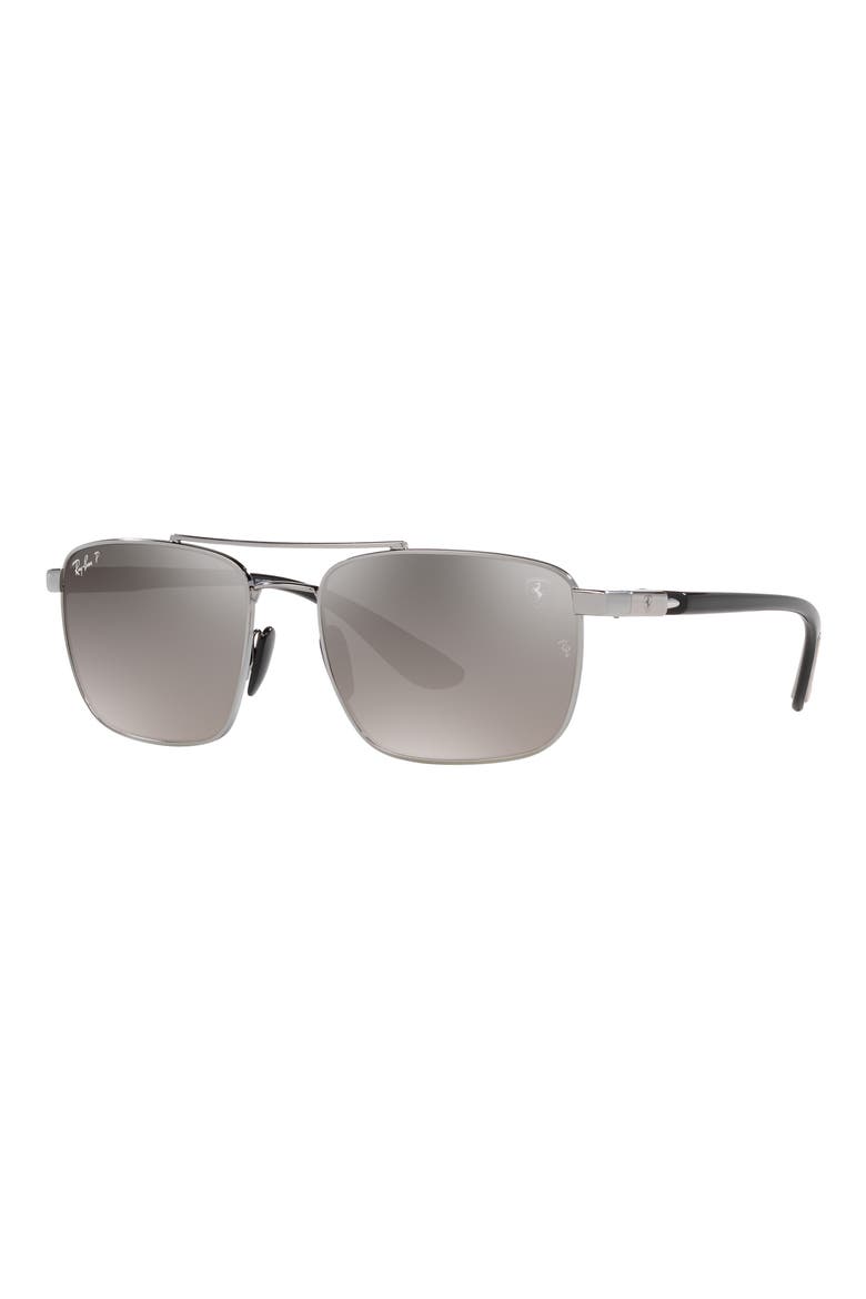 58mm Gradient Polarized Square Sunglasses, Alternate, color, GUNMETAL