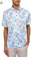 CONSTRUCT Regular Fit Sketch Leaves Print Recycled Performance Golf Polo