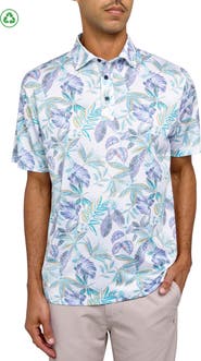 CONSTRUCT Regular Fit Sketch Leaves Print Recycled Performance Golf Polo