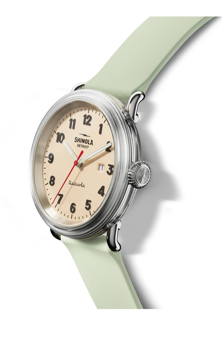 Shinola Detrola The Mint Condition Silicone Strap Watch, 43mm, Alternate, color, 