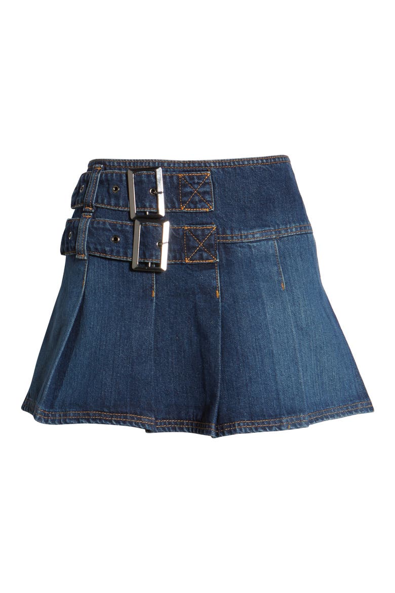 Buckle Denim Miniskirt, Alternate, color, DENIM