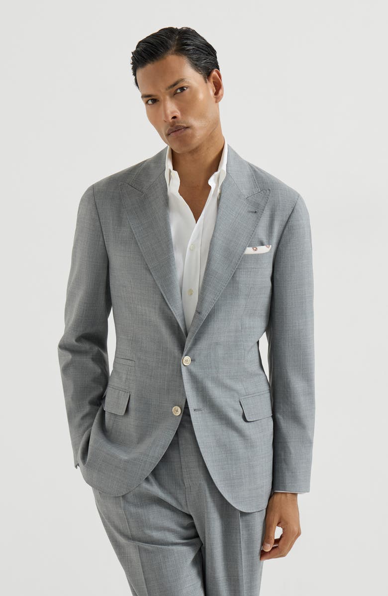 Brunello Cucinelli Virgin wool blazer, Main, color, Grey