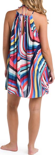 Slice Pleated Cover-Up Trapeze Dress