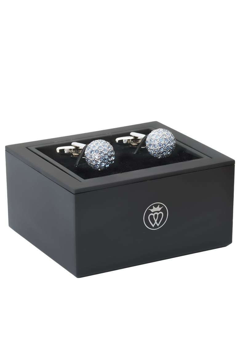 Crystal Sphere Cufflinks, Alternate, color, Silver