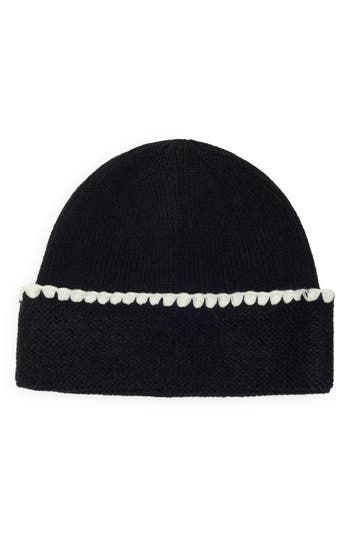 Vince Camuto Whipstitch Cuff Beanie In Black