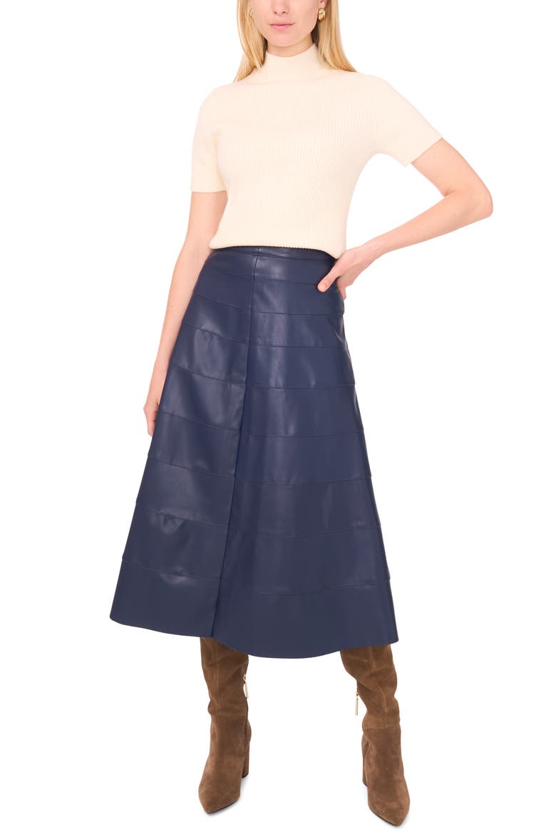 Seamed Faux Leather Skirt, Alternate, color, MIDNIGHT SKY