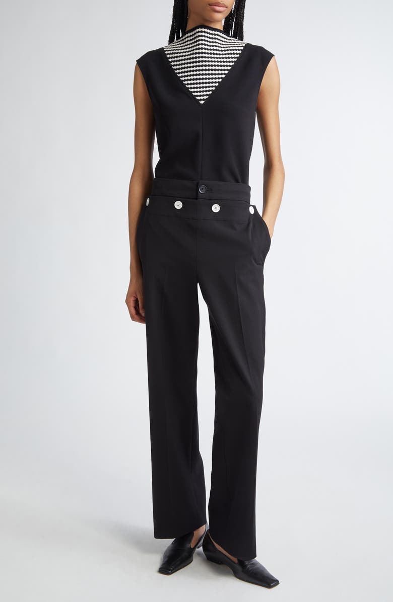 Proenza Schouler Prescott Knit Panel Sleeveless Crepe Top, Alternate, color, Black Multi