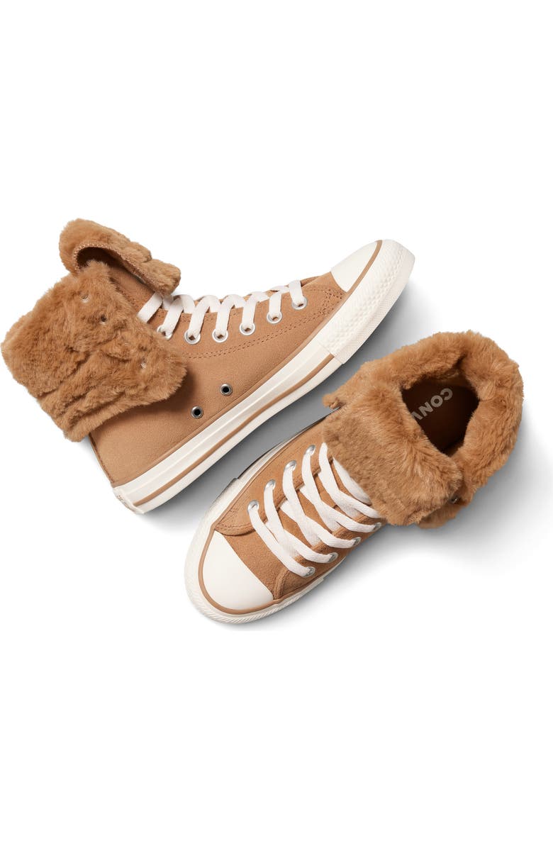 Converse Chuck Taylor All Star Faux Fur Foldover High Top Sneaker, Alternate, color, Incensed/ Incensed/ Egret