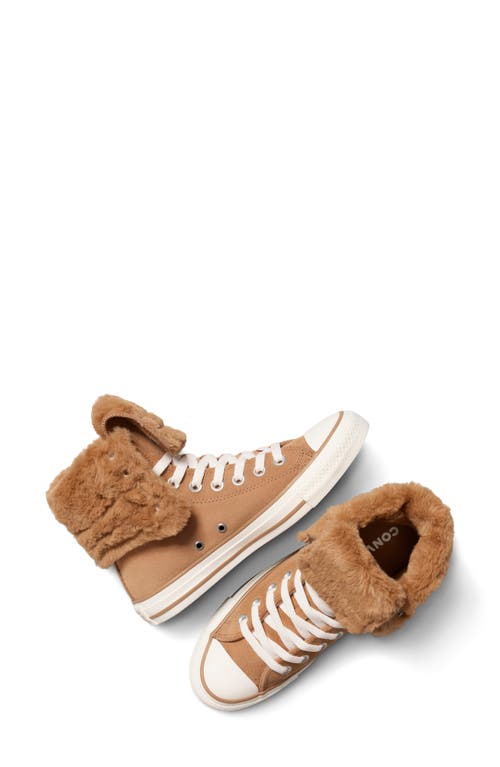Converse Chuck Taylor All Star Faux Fur Foldover High Top Sneaker In Brown