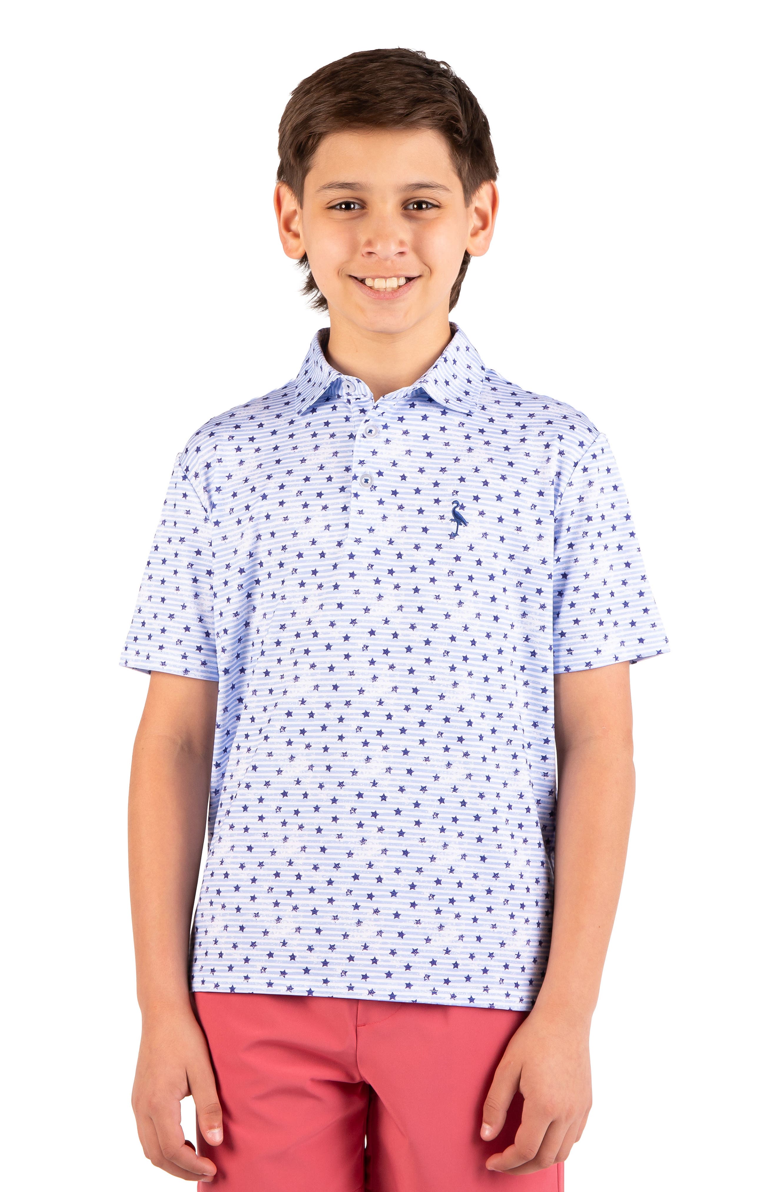 TailorByrd Kids' Star Print Performance Polo