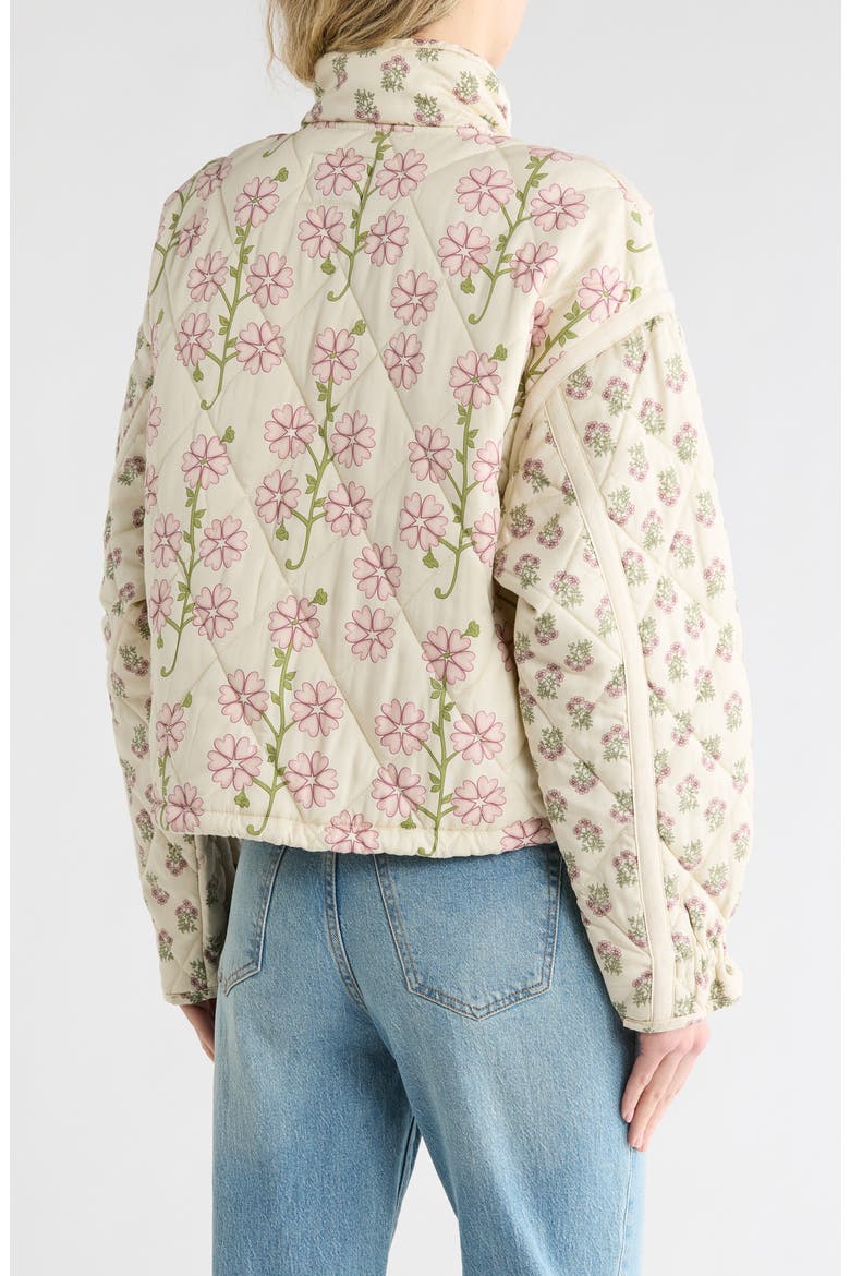 Bloom Bash Quilted Bomber Jacket, Alternate, color, WILD ROSES
