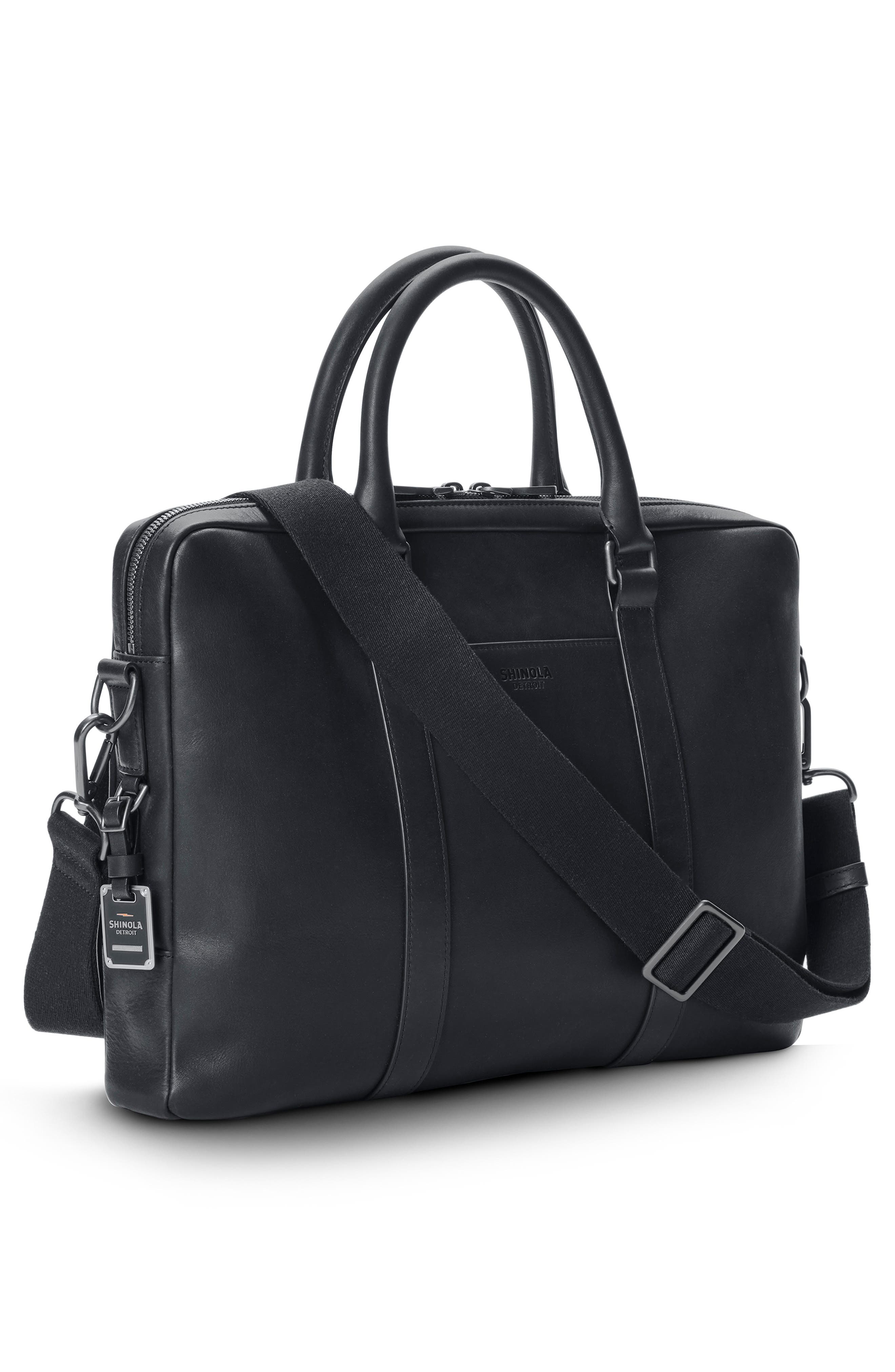 Shinola Navigator Leather Computer Briefcase, Alternate, color, Black