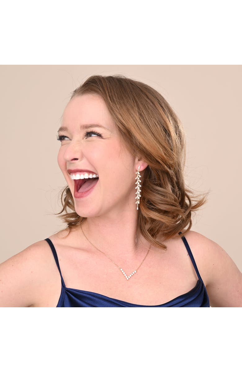 Starfish Project Graceful Willow Zircon and Gold Dangle Earrings, Alternate, color, Gold