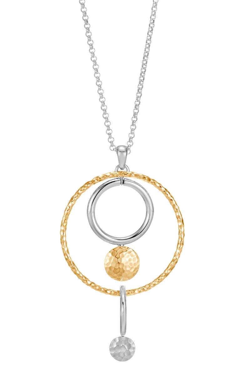 John Hardy Dot Hammered Long Drop Pendant Necklace, Alternate, color, Silver/ Gold