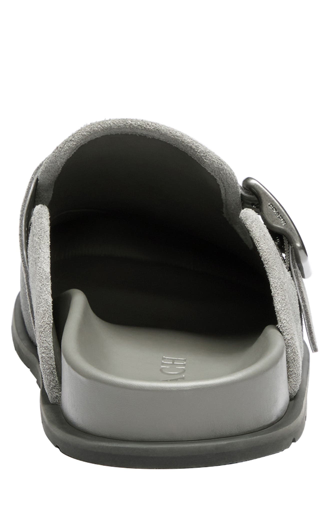 COACH Suede Buckle Clog, Alternate, color, Charcoal