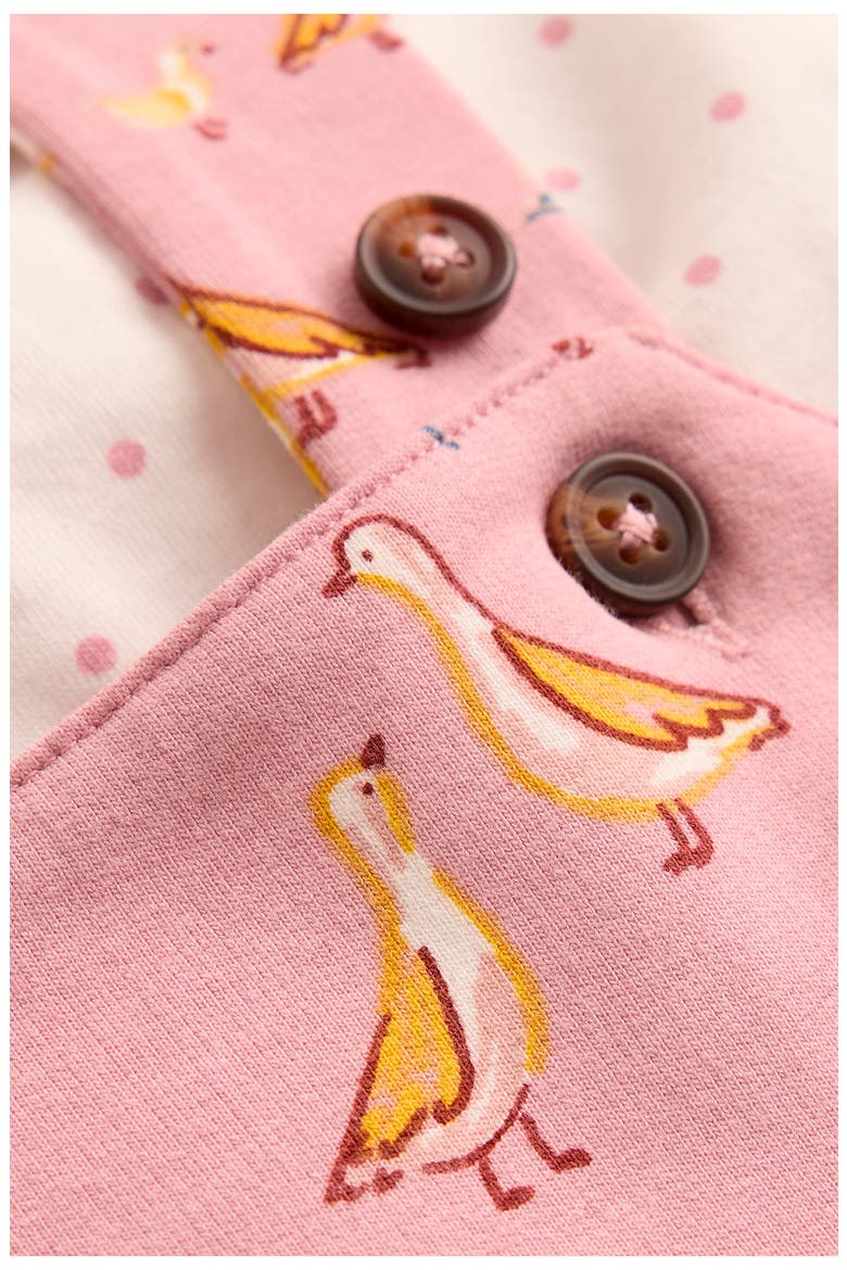 Long Sleeve Top & Stretch Cotton Overalls Set, Alternate, color, PINK DUCKS PRINT