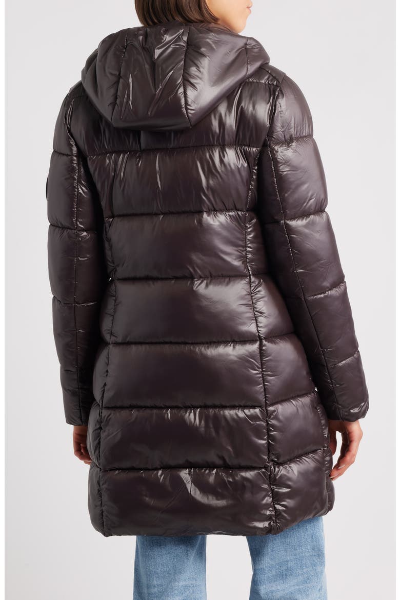 Ines Water Repellent Longline Hooded Puffer Jacket, Alternate, color, BROWN BLACK