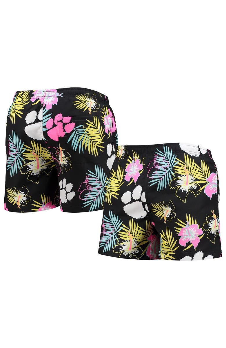 FOCO Men's FOCO Black Clemson Tigers Neon Floral Swim Trunks, Main, color, Black