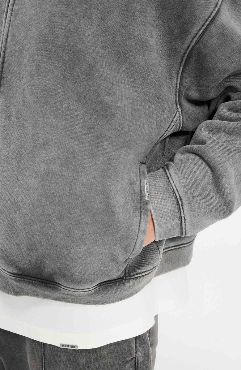 Represent Initial Oversize Full Zip Hoodie, Alternate, color, Vintage Grey