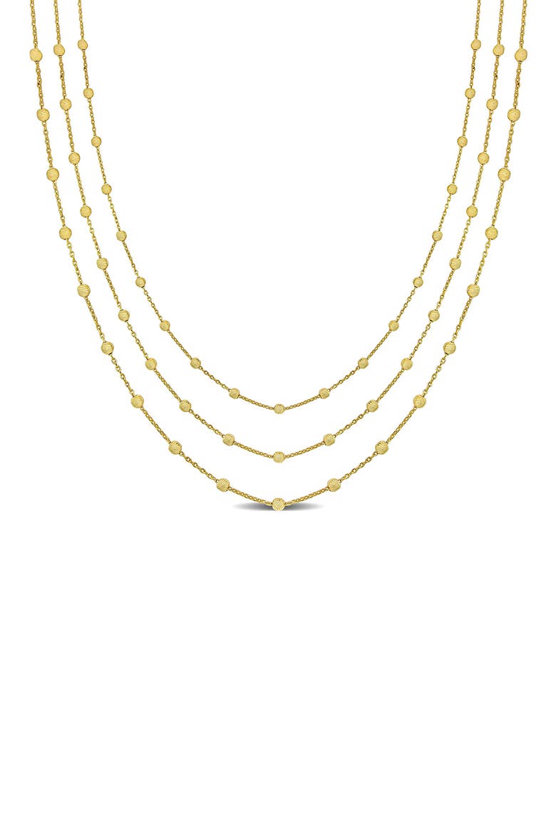 Three-Strand Ball Chain Necklace, Main, color, GOLD