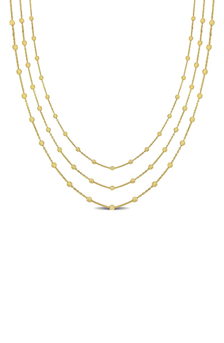 DELMAR Three-Strand Ball Chain Necklace, Main, color, Gold