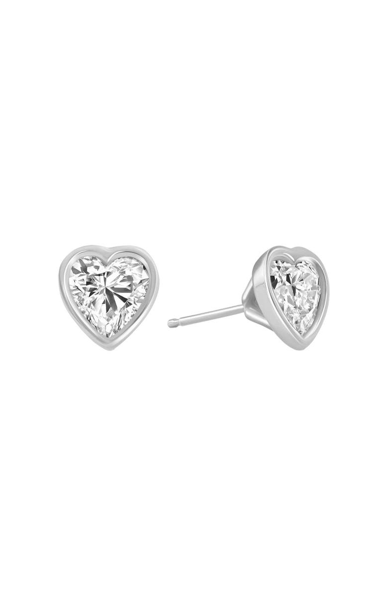 Bliss Diamond 2Ct TW Heart Shape Diamond Bezel Stud Earrings 14k Gold Lab Grown, Main, color, 