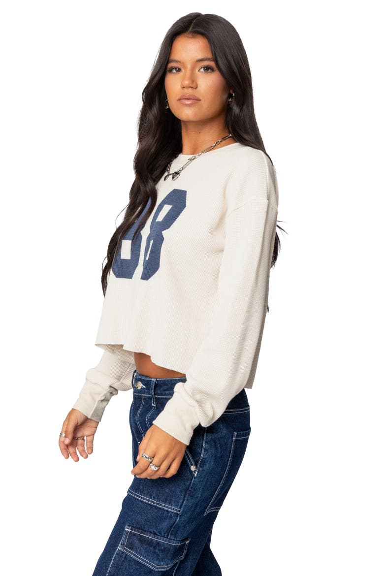 88 Crop Long Sleeve Waffle Knit Top (Women) | Nordstrom