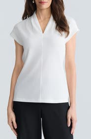 KASPER Textured Funnel Neck Knit Top