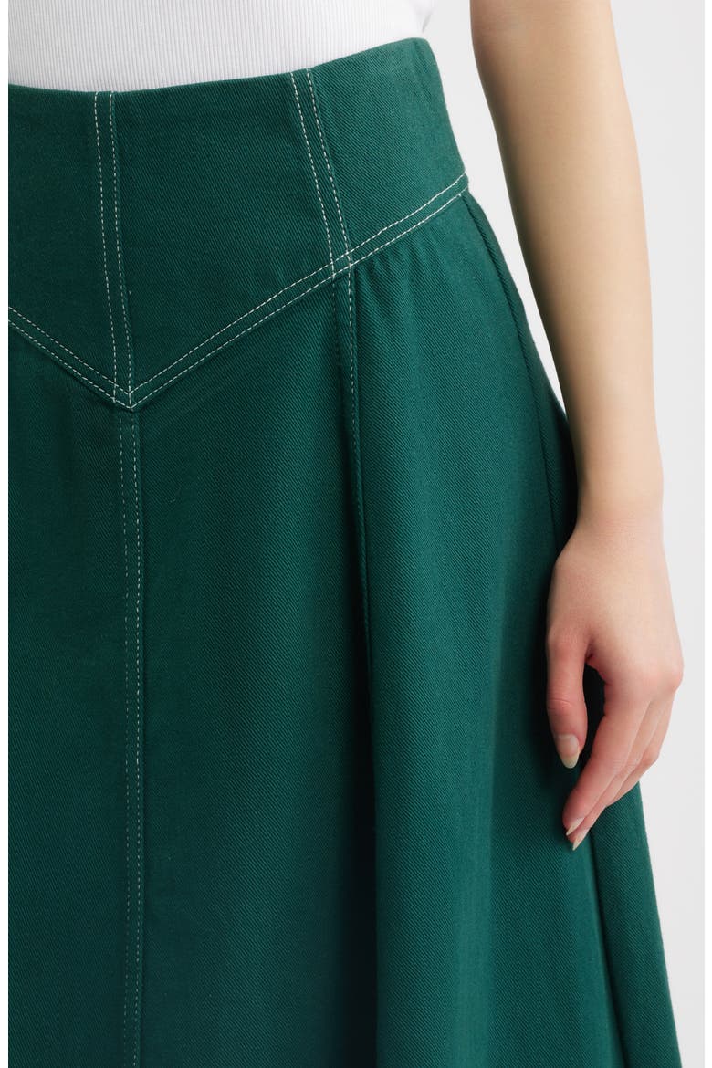Diana Cotton Twill Midi Skirt, Alternate, color, JUNE BUG