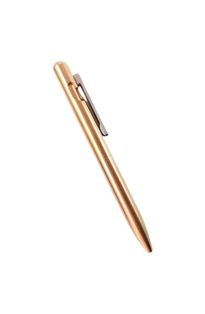 STEEL HORSE LEATHER The Axis | Brass Bolt Action Pen, Alternate, color, Brass