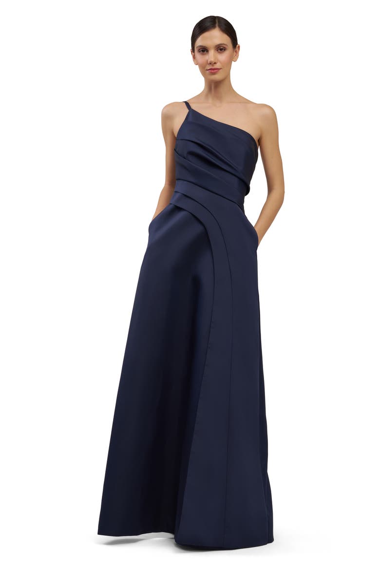 Jillian One-Shoulder Gown, Alternate, color, DARK MIDNIGHT