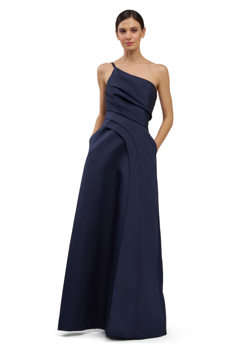 Kay Unger Jillian One-Shoulder Gown, Alternate, color, Dark Midnight